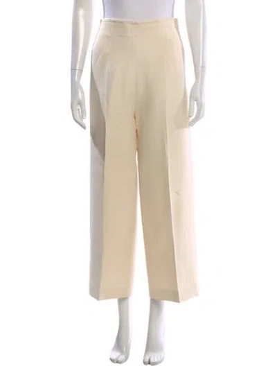Pre-owned Fendi Wool Wide Leg Pants In Yellow