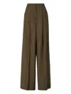Fendi Women Green Pants With Front Pences And Wide Leg In Wool Woman In Green