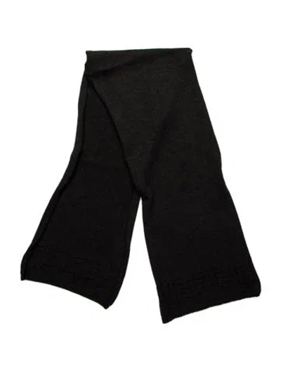 Pre-owned Fendi Wool Zucca Ff Logo Scarf In Black