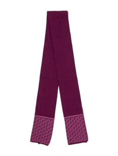 Pre-owned Fendi Wool Zucca Ff Logo Scarf In Brown
