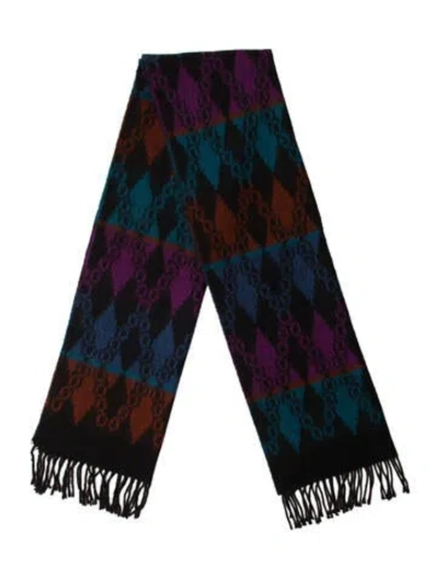 Pre-owned Fendi Wool Zucca Ff Logo Scarf In Brown