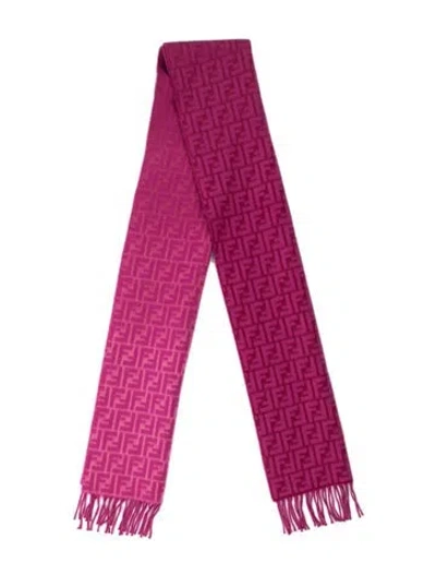 Pre-owned Fendi Wool Zucca Ff Logo Scarf In Brown