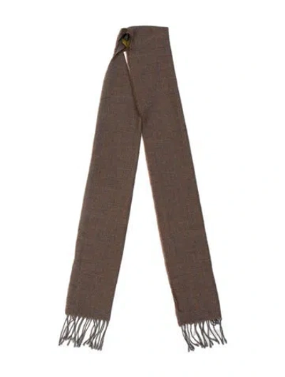 Pre-owned Fendi Wool Zucca Ff Logo Scarf In Brown