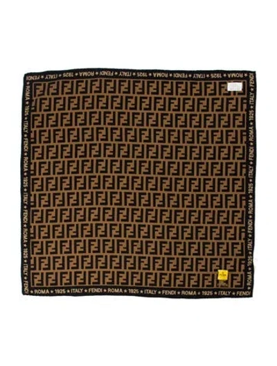 Pre-owned Fendi Wool Zucca Ff Logo Scarf In Gray