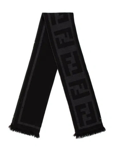 Pre-owned Fendi Wool Zucca Ff Logo Scarf In Multi
