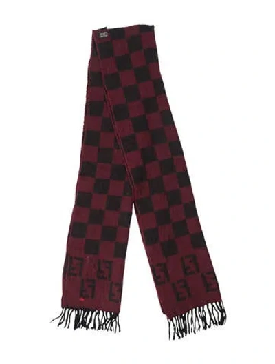 Pre-owned Fendi Wool Zucca Ff Logo Scarf In Multi