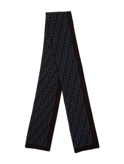 Pre-owned Fendi Wool Zucca Ff Logo Scarf In Multi