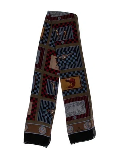 Pre-owned Fendi Wool Zucca Ff Logo Scarf In Red