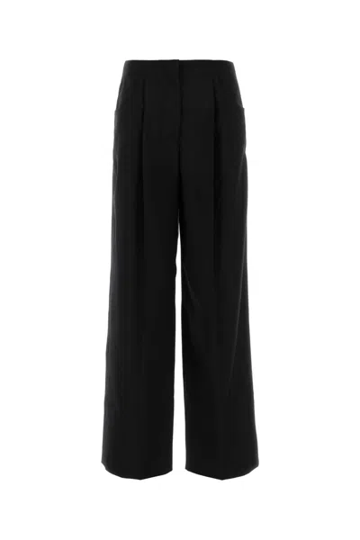 Fendi Wool-blend Wide-leg Pant In Black