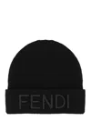 Fendi Wool Beanie Hat In Black
