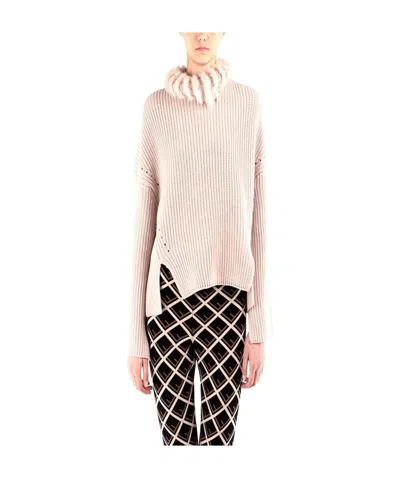 Fendi Woolly Collar Sweater In White
