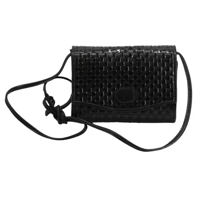 Pre-owned Fendi Woven Black Leather Purse
