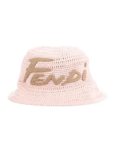 Pre-owned Fendi Woven Bucket Hat W/tags In Pink