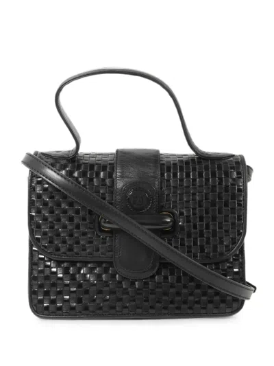 Pre-owned Fendi Woven-leather Tote Bag In Black