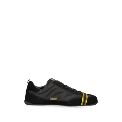 Fendi Wrap Black Suede And Fabric Low-top Trainers In Animal Print