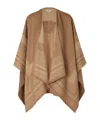Fendi Women Wool And Cashmere Poncho With Jacquard Manufacturing In Brown