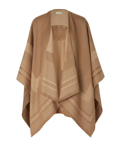 FENDI FENDI FRAYED-EDGE WRAPAROUND PONCHO