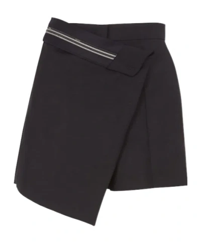 Fendi Wrap-effect High-waisted Shorts In Black