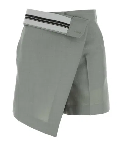 Fendi Wrap Mohair-blend Shorts In Gray
