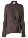 Fendi Wrap Silhouette Long-sleeved Shirt Size 38 In Brown