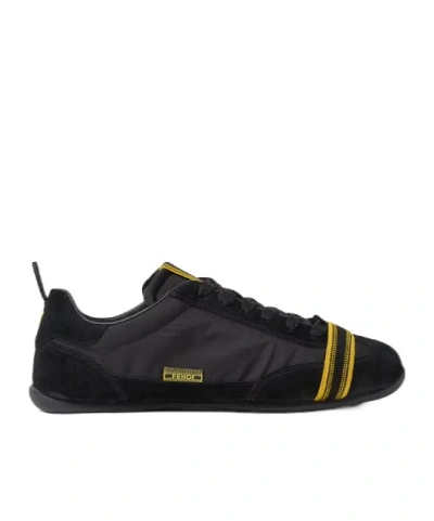 Fendi Wrap Lace Up Foldable Nylon Suede Sneakers In Black