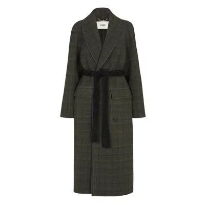 Fendi Wrap Type Cocoon Coat In Black