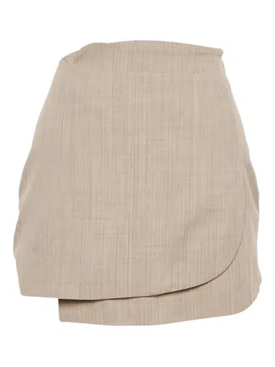 Pre-owned Fendi Wrap-detail Mini Skirt In Neutral