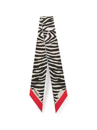 Fendi Wrappy 5x120 Tiger Print Scarf In Rosso