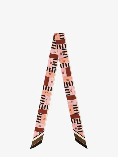 Fendi Wrappy Multicolor Silk Bandeau In Pink