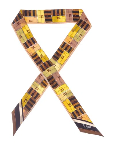 Fendi Wrappy Silk Neckbow In Brown