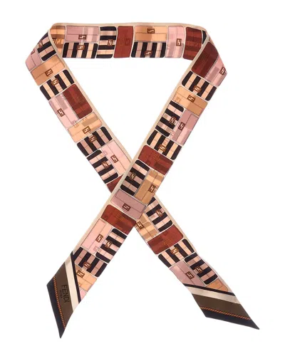 Fendi Wrappy Silk Scarf In Brown
