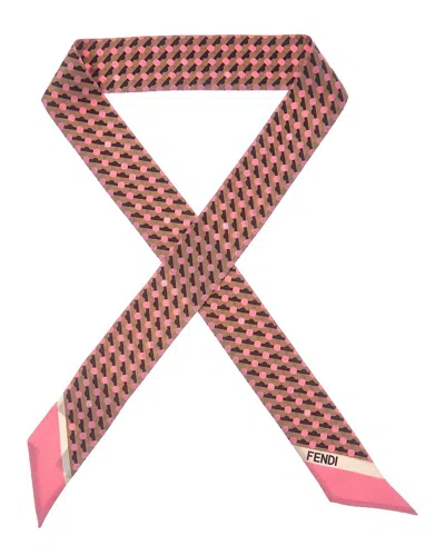 Fendi Wrappy Silk Scarf In Brown
