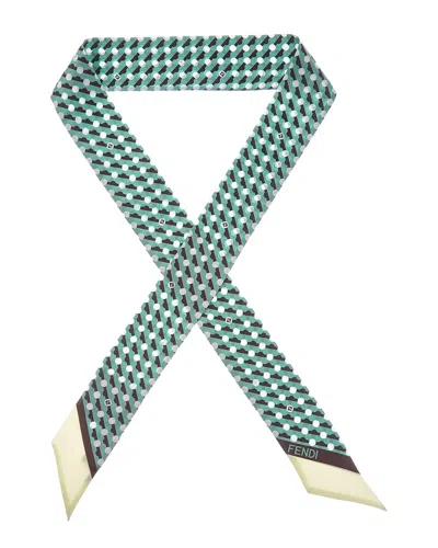Fendi Wrappy Silk Scarf In Green