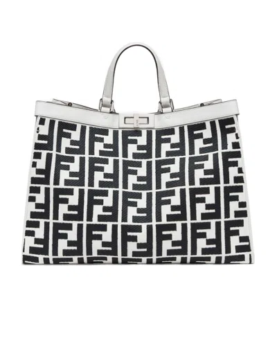 Fendi X Ff-logo Print Tote Bag In Black