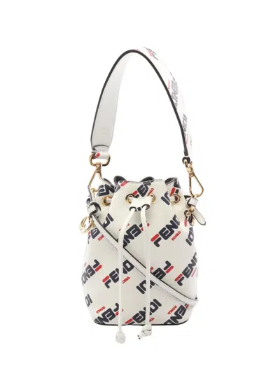 Pre-owned Fendi X Fila 2000s Montresor Leather Buke Bag In White