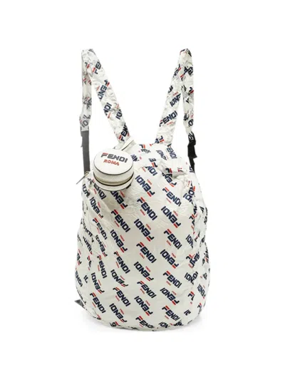 Pre-owned Fendi X Fila 2019 Mania Packable Backpack In White