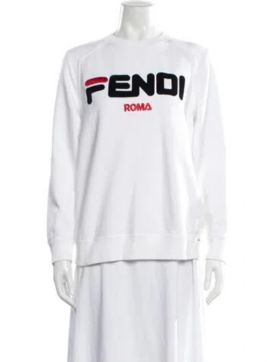 Pre-owned Fendi X Fila Graphic Print Sweatshirt In White