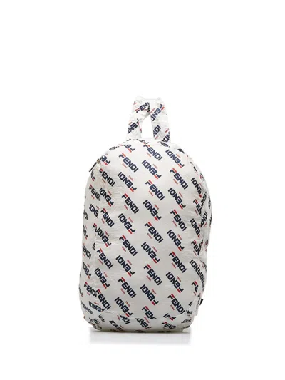 Pre-owned Fendi X Fila Mania 2016-2022 Packable Backpack In White