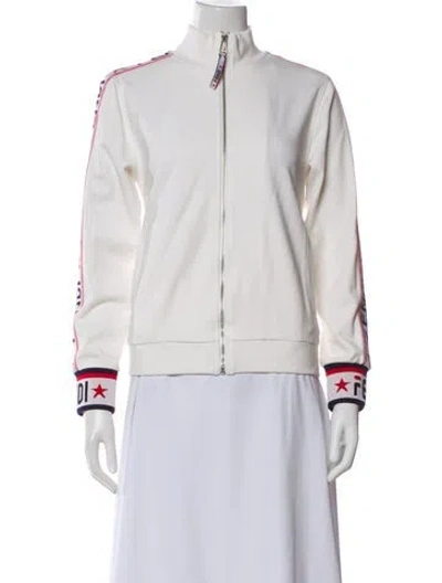 Pre-owned Fendi X Fila Striped Bomber Jacket In White