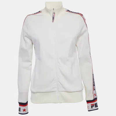 Pre-owned Fendi X Fila White Logo Band Technical Jersey Jacket M