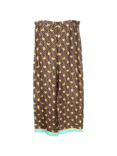 Pre-owned Fendi X Frgmt & Pokémon Dragonite Zucca Trousers In Brown