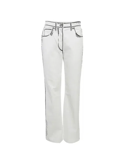Pre-owned Fendi X Joshua Vides Printed Jeans In White