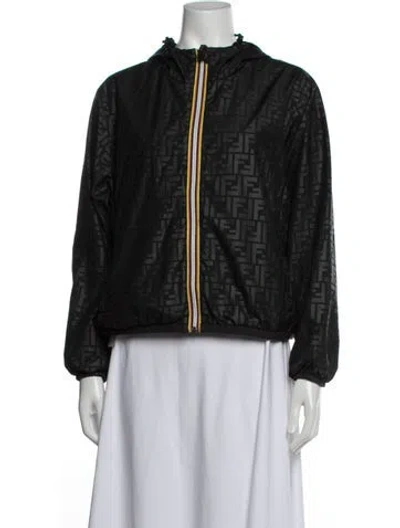 Pre-owned Fendi X K Way Patterned Jacket In Black