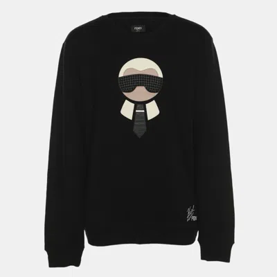 Pre-owned Fendi X Karl Lagerfeld Black Knit Sweatshirt Xl