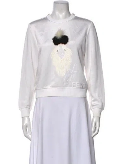 Pre-owned Fendi X Karl Lagerfeld Graphic Print Crew Neck Sweatshirt In Neutral