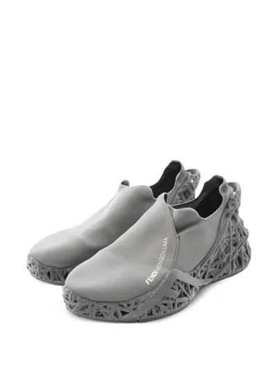 Pre-owned Fendi X Kengo Kuma Flow Slip-on Sneakers In Gray
