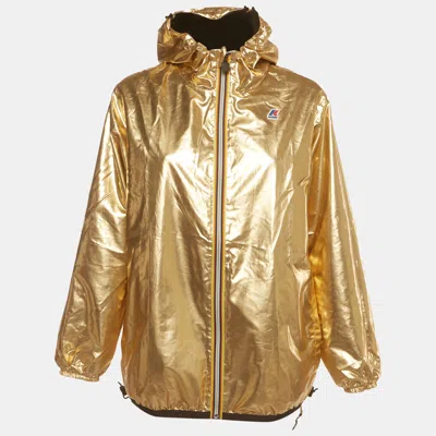 Pre-owned Fendi X K-way Black/gold Synthetic Reversible Windbreaker Jacket S