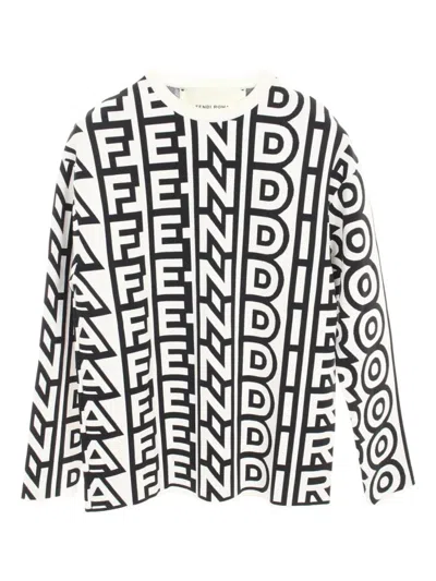 Pre-owned Fendi X Marc Jacobs 2000 Patterned Jumper In White