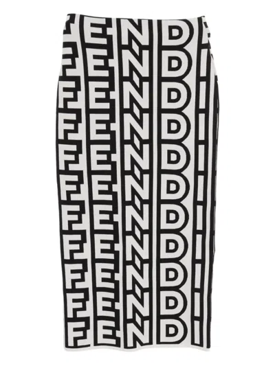 Pre-owned Fendi X Marc Jacobs 2010s Logo-pattern Skirt In Black
