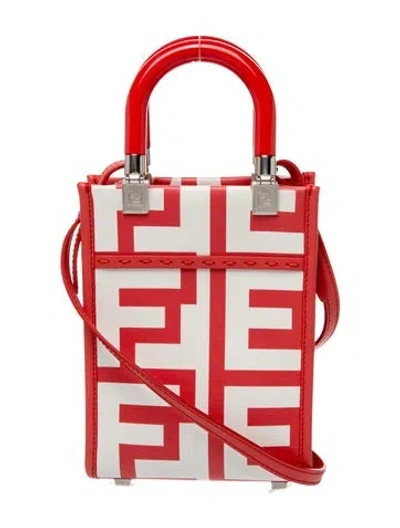 Pre-owned Fendi X Marc Jacobs Leather Sunshine Shopper Mini 2022 In Red